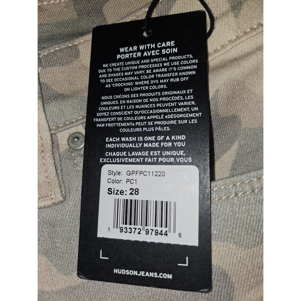 Hudson Nico Jeans Womens Tan Peyote Camo Mid Rise Straight Stretch Size 28 NWT - Picture 5 of 12